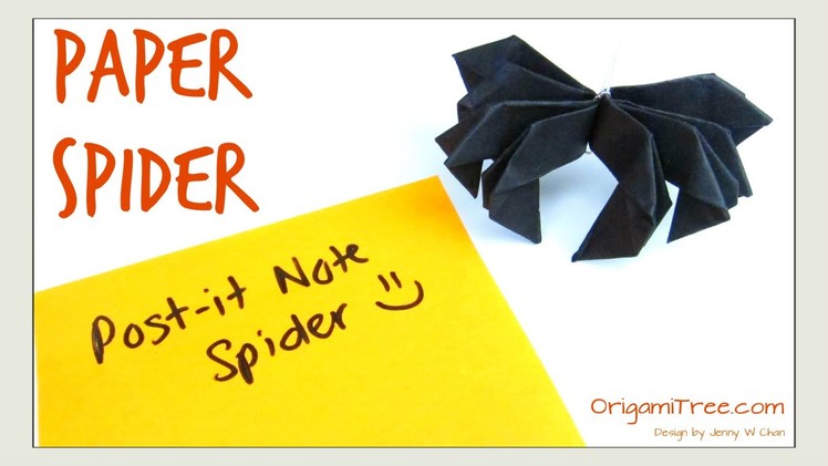 DIY Halloween Crafts - Paper Spider - Post-it Note Crafts Spider - Origami Paper Crafts Kids