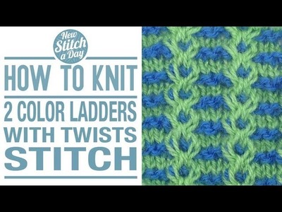 How to Knit the 2 Color Ladders with Twists Stitch (English Style)
