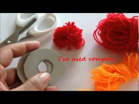 How to make a yarn pompoms cardboard technique