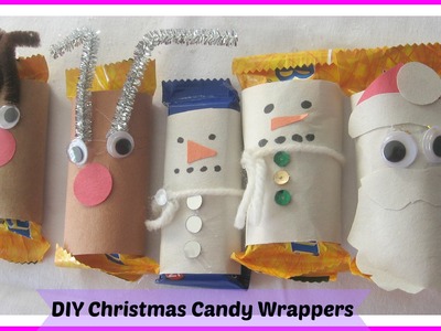 How To Make Reindeer, Snowman, Santa Christmas Mini Candy Bar Wrappers tutorial, DIY
