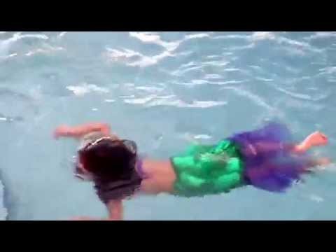 Lilian Truong swimming as Ariel from the Little Mermaid. DIY costume