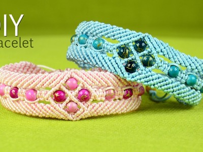 Make a Macramé Bracelet with Diamonds and Beads - Tutorial