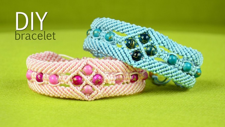 Make a Macramé Bracelet with Diamonds and Beads - Tutorial