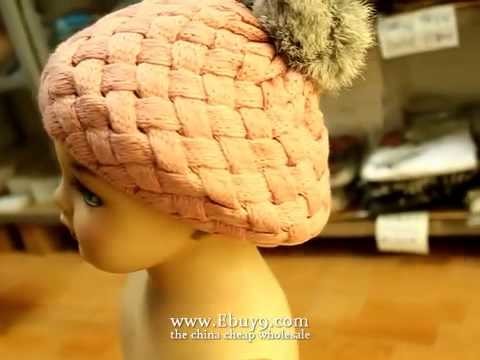 Rabbit fur balls baby wool cap