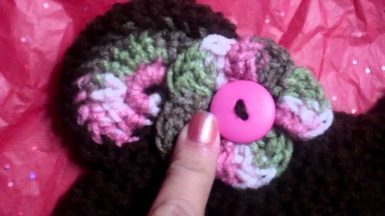 Crochet Baby Bear Beanie for a Girl.