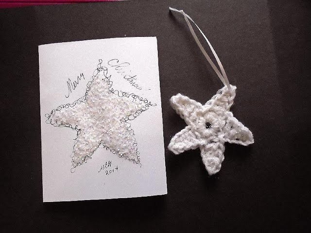 How to CROCHET a STAR AND make a CHRISTMAS CARD - Cardmaking - Christmas card, Christmas ornament