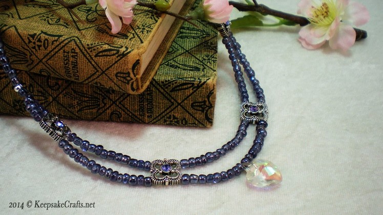 How To Make Pretty Purple Double Strand Scallops Necklace