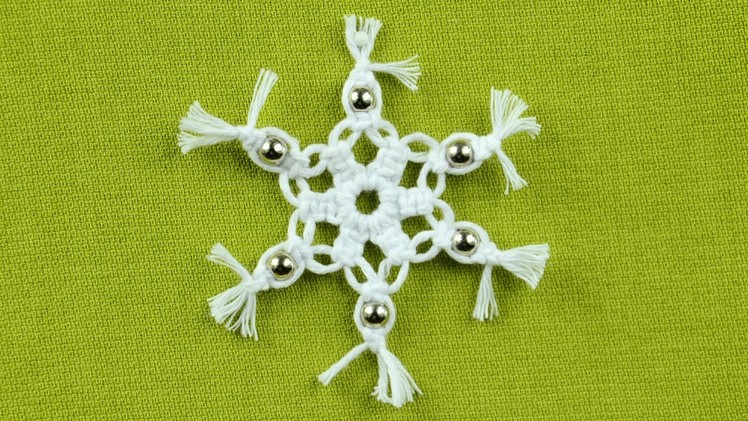Macrame Snowflake with Beads - Easy Tutorial