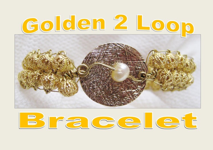 Wire Wrapped Bracelet | Golden 2 Loop with Pearl Accent | Liz Kreate