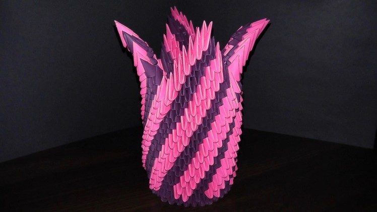 3D origami paper flower vase with their hands master class (tutorial)