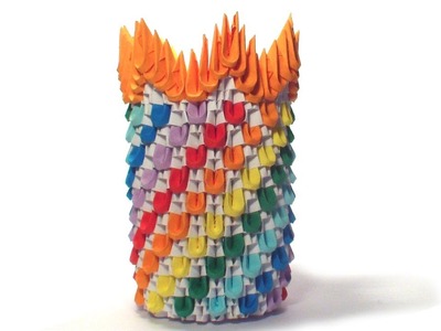 3D origami rainbow vase tutorial