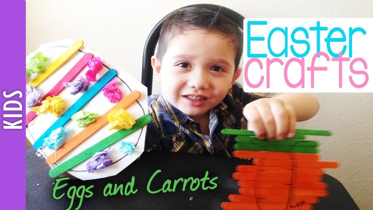 Easter Crafts with Kids: Popsicle sticks eggs and carrots -The290ss