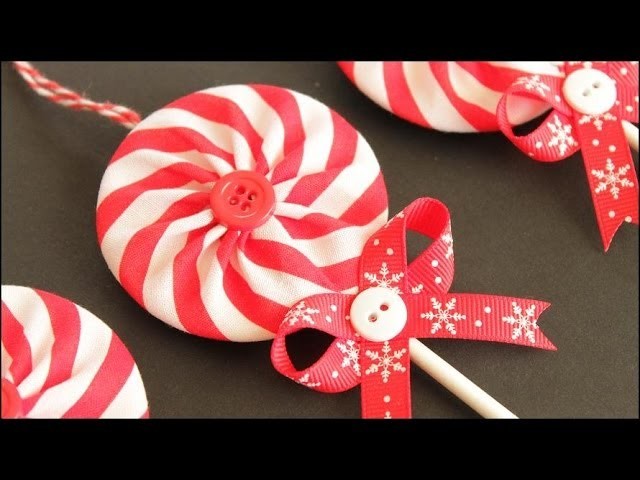 Fabric Yo-Yo Lollipop Christmas Ornaments