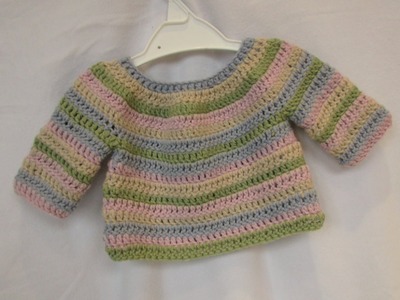 How to crochet a simple striped baby. child's sweater tutorial - part 2