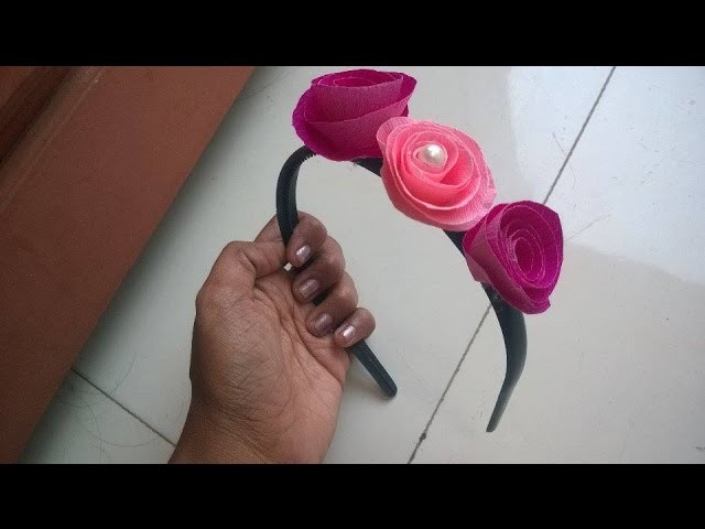 How to Make a Cute & Beautiful Hair Band using Crepe Paper Roses(DIY)