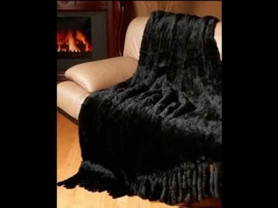 Knitted Rex Rabbit Fur Throw by Blair Burns in Black Just $895.00