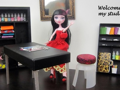 Make studio furniture Monster High Dolls:Table,chair,bookcase, etc. - Doll Crafts