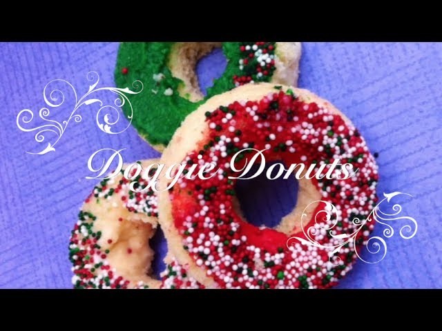 Xmas Sprinkle Frosted Doggie Donuts - DIY Dog Food - a tutorial by Cooking For Dogs