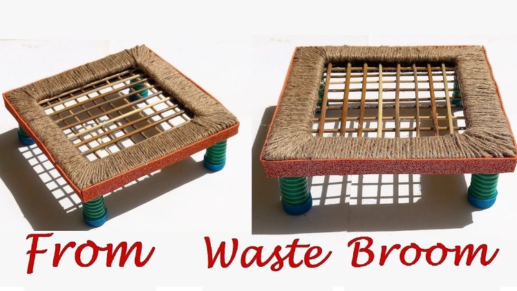 Cute organizing desk from waste material | Best reuse idea of waste broom and jute