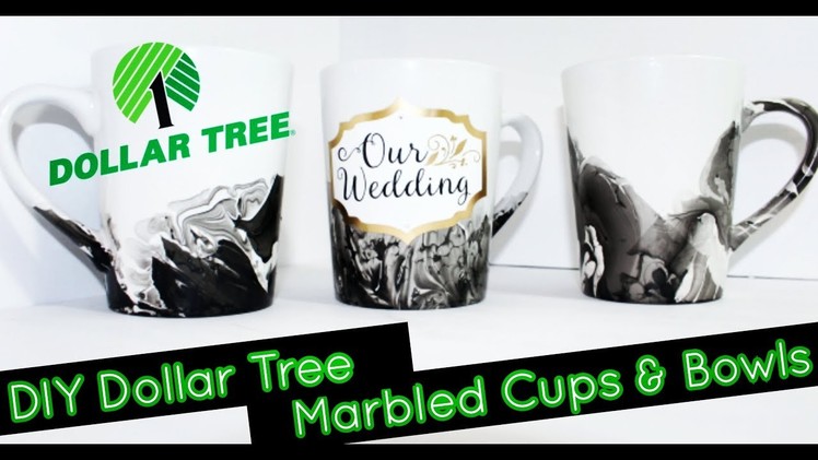 DIY Dollar Tree Marbled Coffee Mugs & Bowls | Home Decor | Bridal | Mother's day | Chanelle Novosey