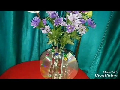 Diy. inexpensive flower pot from waste CD & plastic bottle.Easy making. creative lifestyle