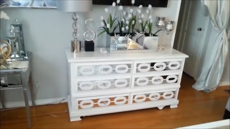 DIY Mirrored Dresser with Home Made Overlays
