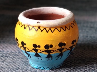 DIY Pot painting inspired by Warli art - Ancient Indian art