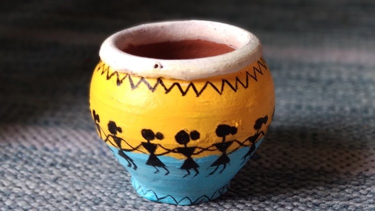 DIY Pot painting inspired by Warli art - Ancient Indian art