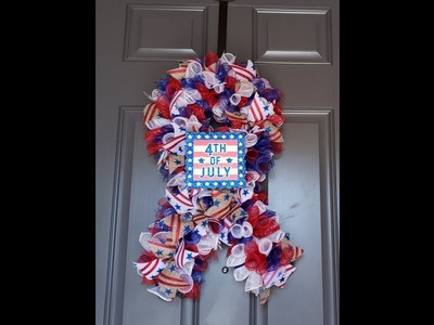 Diy ribbon shaped wreath for 4th of july