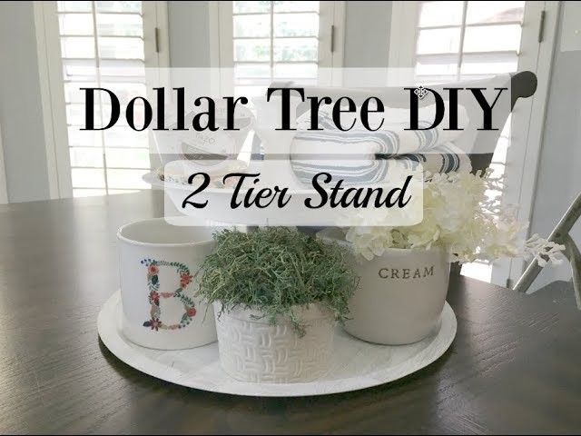 DOLLAR TREE DIY | FARMHOUSE STYLE | 2 TIER STAND