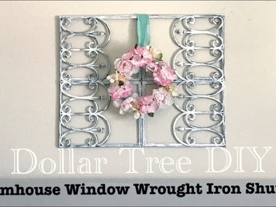 DOLLAR TREE DIY FAUX FARMHOUSE WINDOW WROUGHT IRON SHUTTERS Less than $12