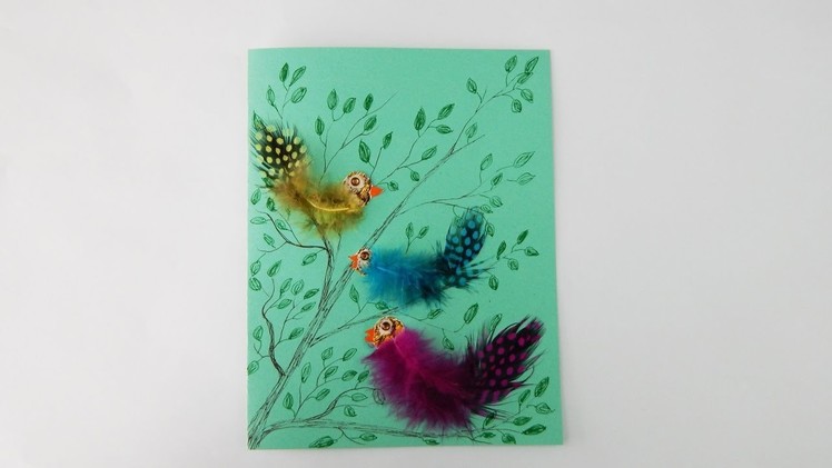 Greeting card with birds DIY Vintage card Scrapbooking Grußkarte mit Vögeln