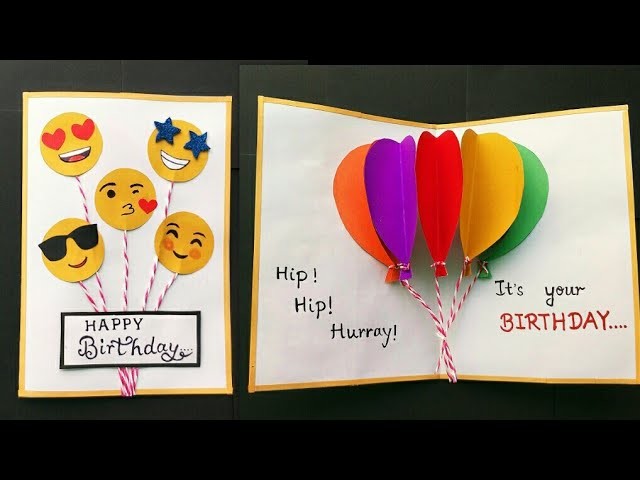 Handmade Birthday card.Birthday Balloon Pop Up Card.Birthday Greeting Card Ideas.Cute Birthday Card