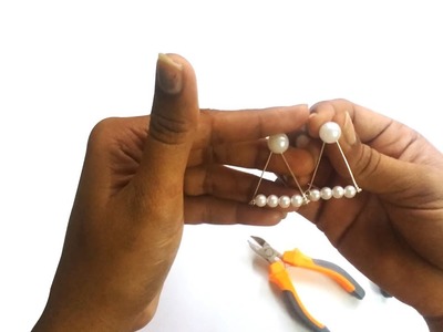 How to make earrings in English | pearl jewelry making | Making simple and easy pearl earrings