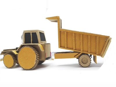 HOW TO MAKE TRACTOR WITH DUMPING TRUCK. diy cardboard dump truck