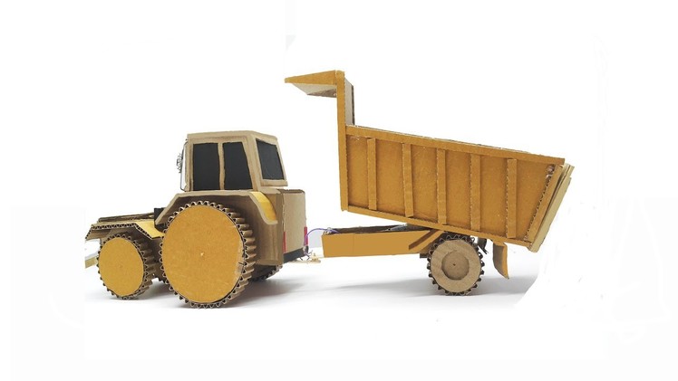 HOW TO MAKE TRACTOR WITH DUMPING TRUCK. diy cardboard dump truck