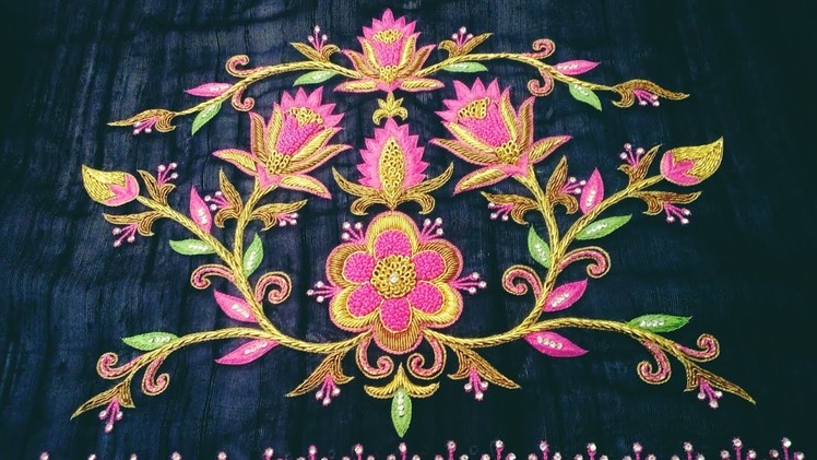 Maggam work blouse Hand embroidery.free design  paper.zari work ep:1