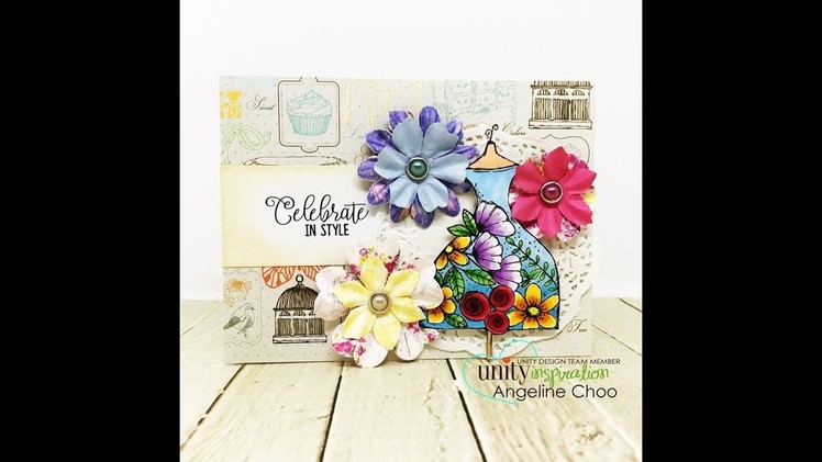 Unity Quick Tip: Vintage Inspired Card with Paper Flower Accents