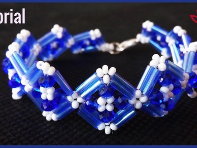 Crystals And Bugle Beads Bracelet - Tutorial