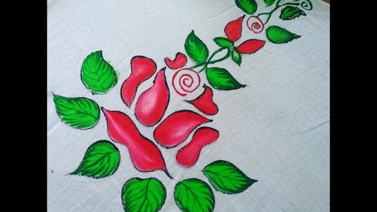 DIY fabric painting on dress tops,sarees,curtains,bed sheets ,very easy fabric painting design, DIY