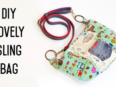Diy Lovely Sling Bag | How to Re-Use pockets from old denim jeans | 牛仔裤袋里面的小袋子可以这么用喔❤❤