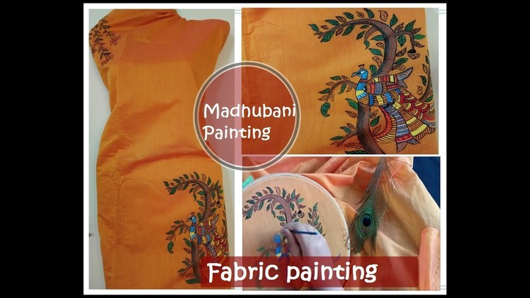 Fabric painting. madhubani painting. simple painting on fabric. tutorial