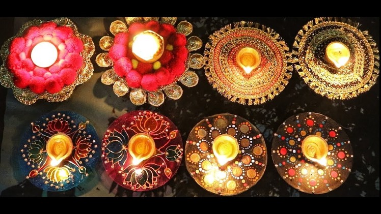 4 Amazing Diya Holders From Waste CD's || Best Diwali Decor ideas 2018