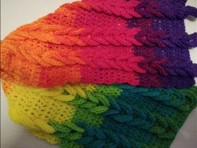 Adult size braided crochet scarf, easy tutorial