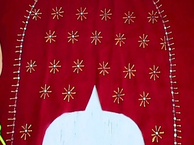 Beautiful & Easy Mirror Embroidery Design on Red Kurti | Liquid Embroidery Design | Easy & Quick