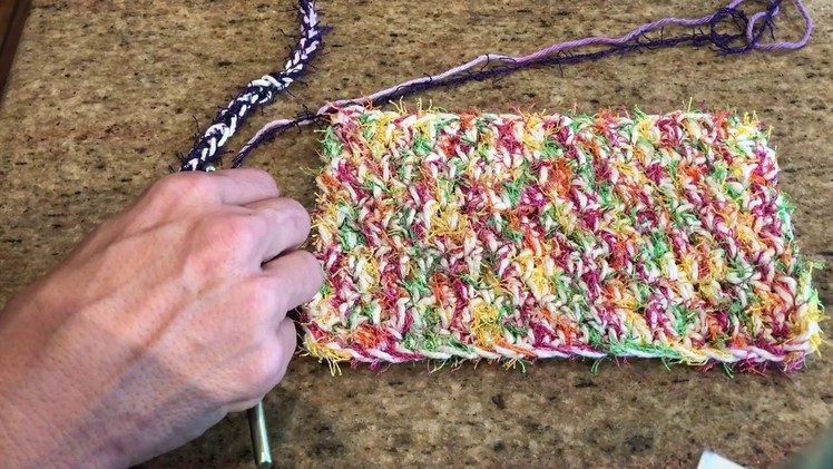 Crochet washcloth with scrubbie yarn