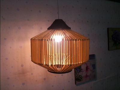 D.I.Y. Lamp made from popsicle sticks & newspaper (Hanging)