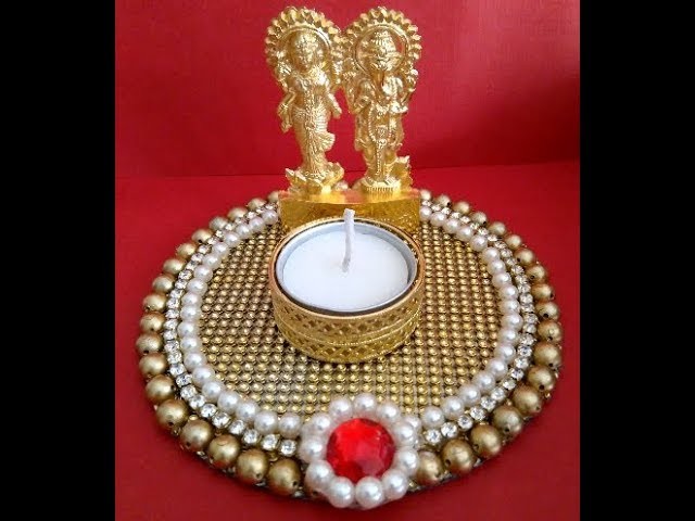 DIY CD Laxmi Ganesh Holder, Diwali Decoration Idea using CD, How to make CD Candle Holder