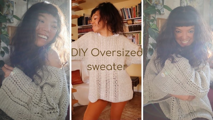 DIY Crochet Oversized Sweater.Crochet off shoulder sweater tutorial #3rdVlog