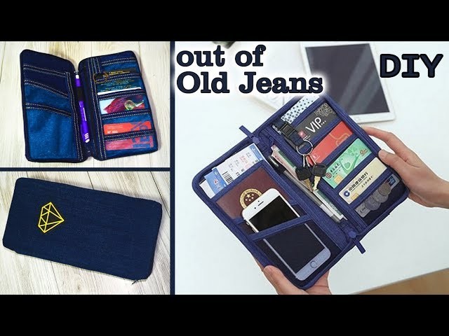 DIY JEANS PURSE BAG. Cute Pouch Phone Money Bag. Old Jeans Recycle Idea
